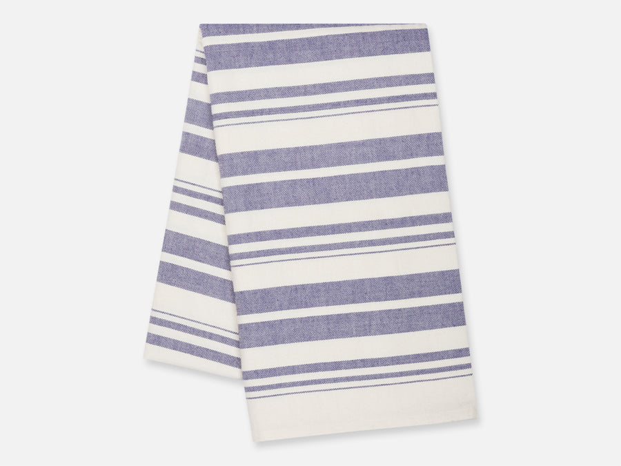 Rati Cotton Towel with Stripes // Blue-White